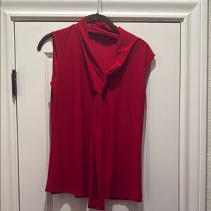 Red mock Tie Front tank blouse